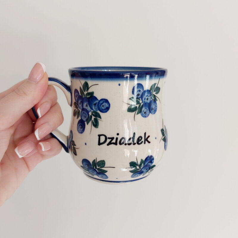 kubek z napisem dziadek tress 350 ml ceramika bolesławiecka dalia