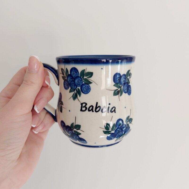 kubek z napisem babcia ceramika bolesławiecka 350 ml dalia