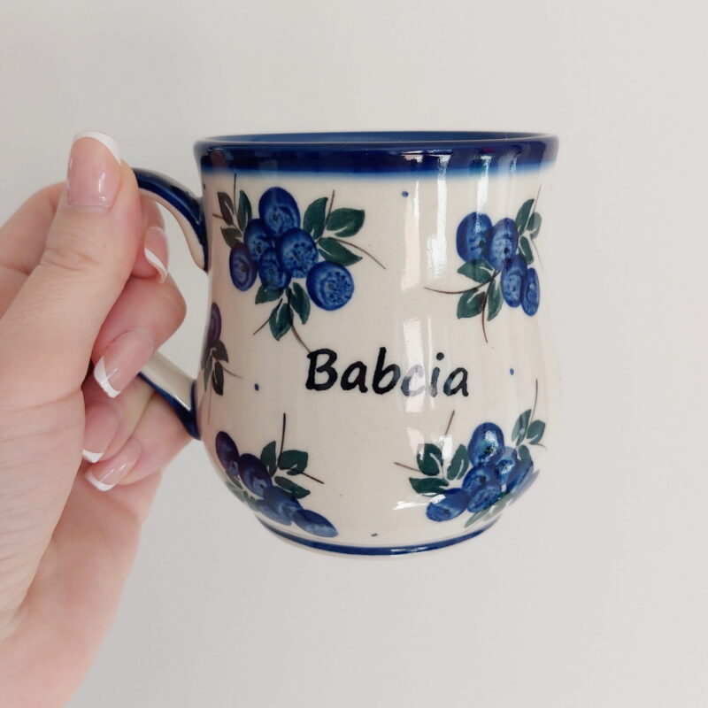 kubek z napisem babcia ceramika bolesławiecka 350 ml dalia
