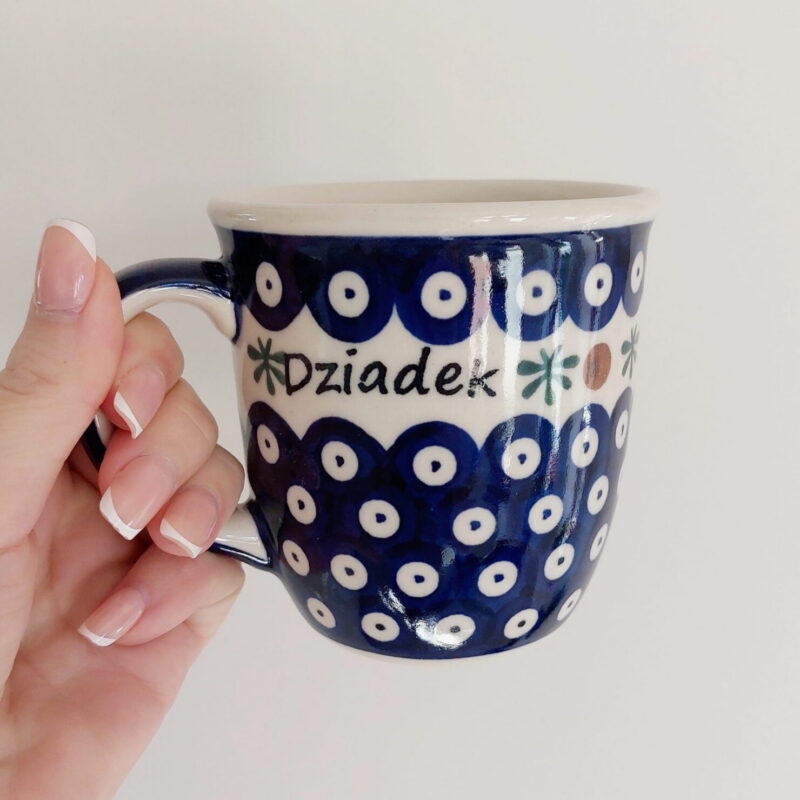 kubek z napisem dziadek ceramika bolesławiecka 330 ml dalia