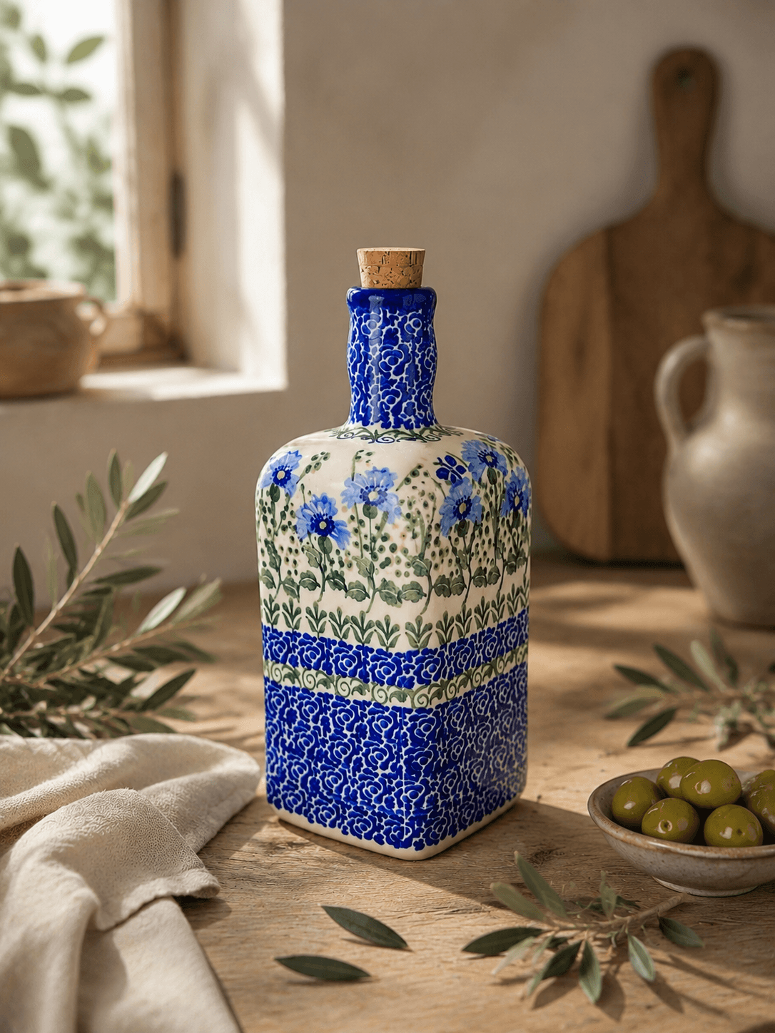 Butelka na oliwę (500 ml) - Ceramika Bona, dekoracja D340