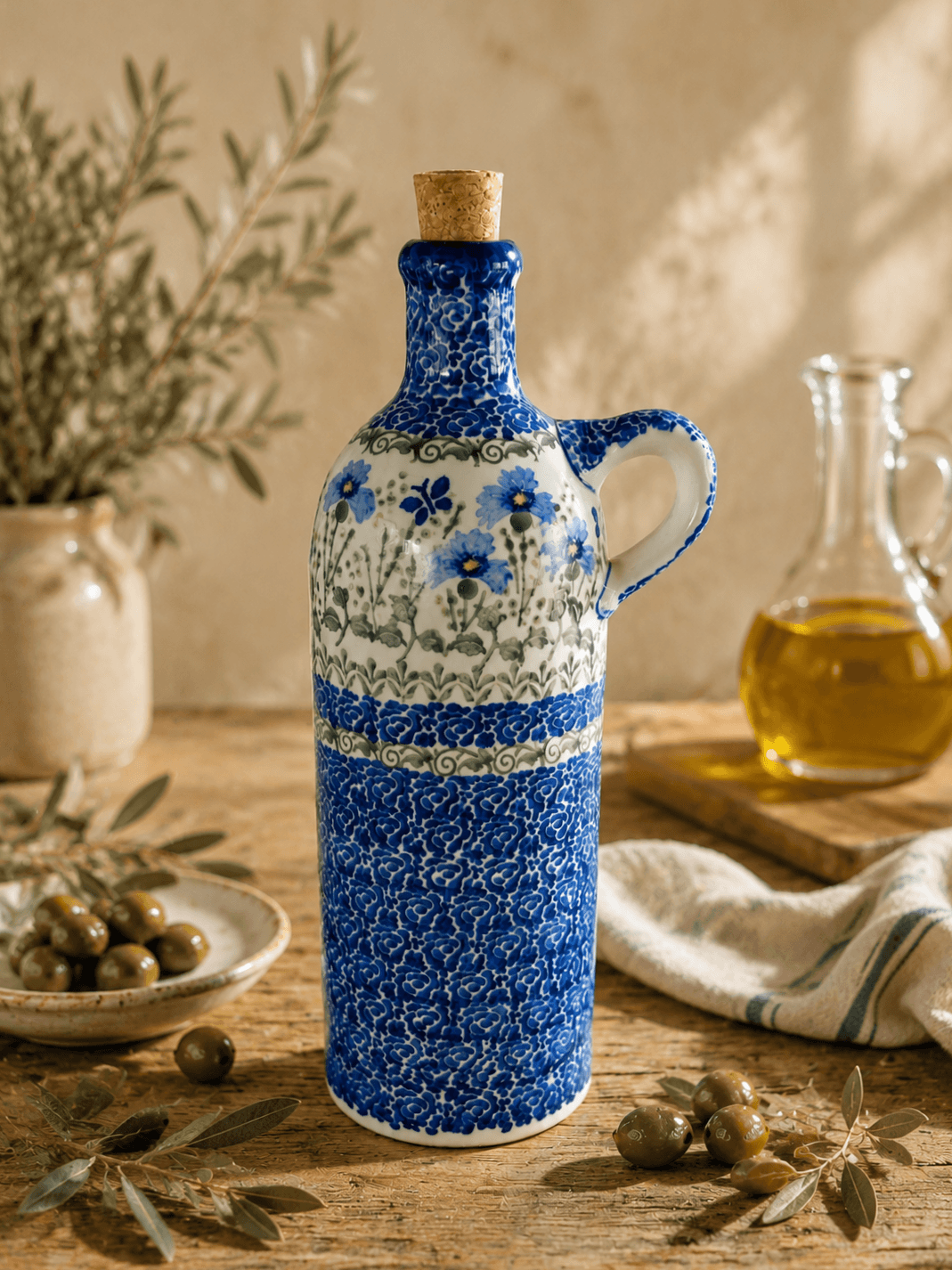 Butelka na oliwę (800 ml) - Ceramika Bona, dekoracja D340, gat. II
