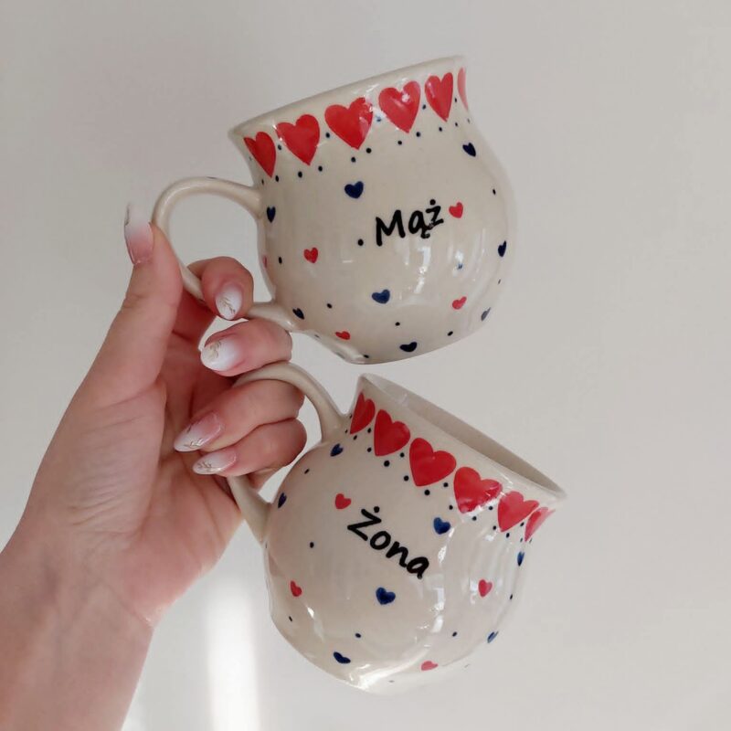Zestaw kubków "MĄŻ" + "ŻONA" 350 ml - Ceramika Artystyczna DALIA, dekoracja 11